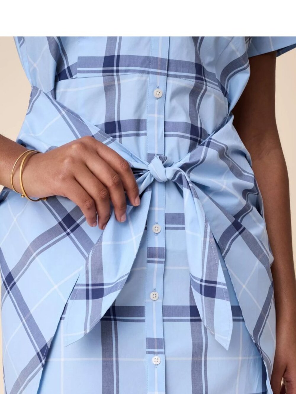 UNTUCKit Women's Plaid Cotton Short Sleeve Caroline Shirt Dress Blue Size 6 - Picture 2 of 15